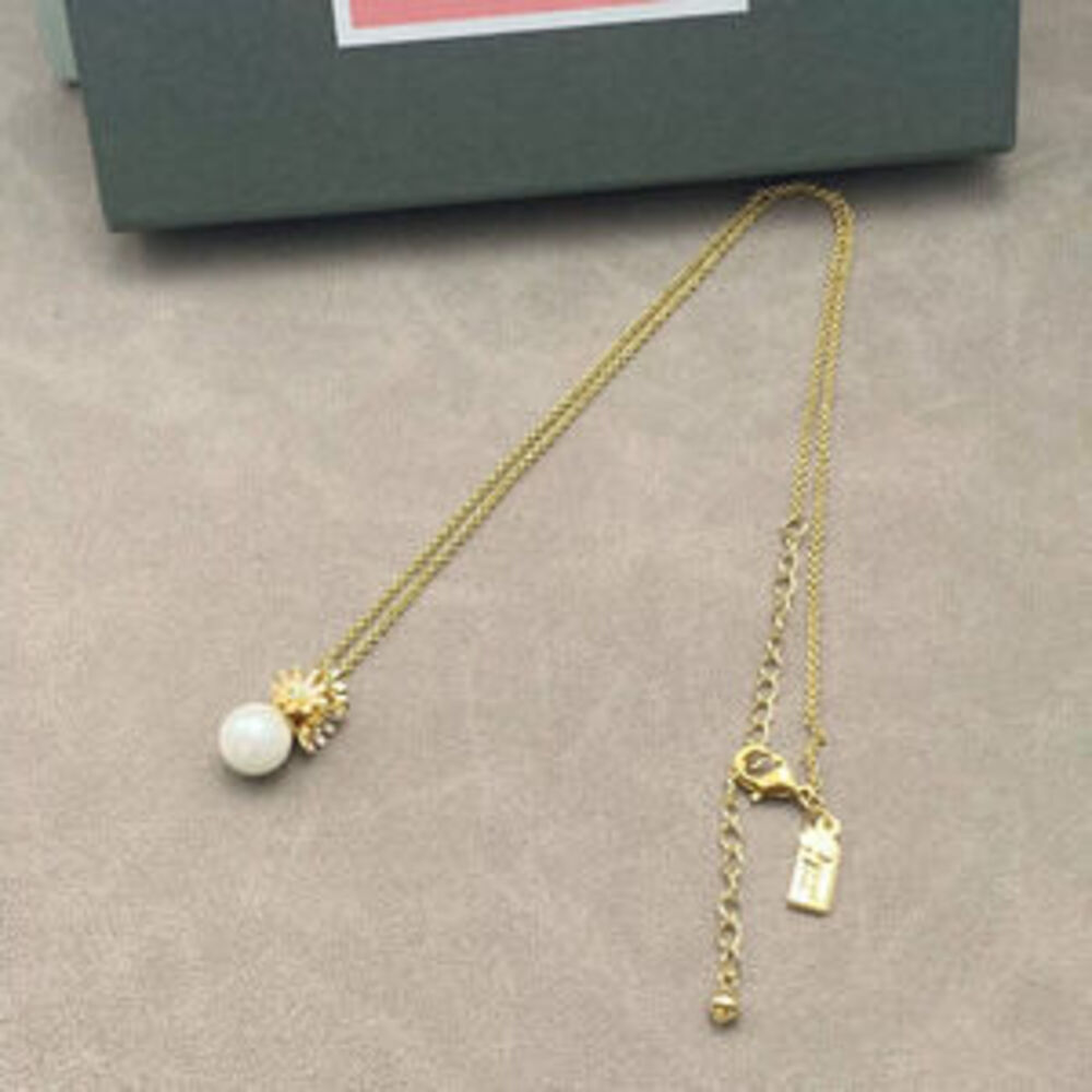 kate spade Enamel Flower Pearl Metal Necklace